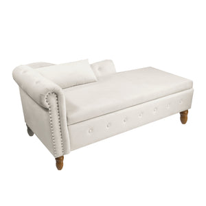 Beige Chaise Lounge Indoor - Velvet Lounge Chair for Bedroom