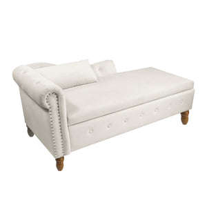 Beige Chaise Lounge Indoor - Velvet Lounge Chair for Bedroom