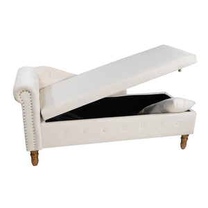 Beige Chaise Lounge Indoor - Velvet Lounge Chair for Bedroom