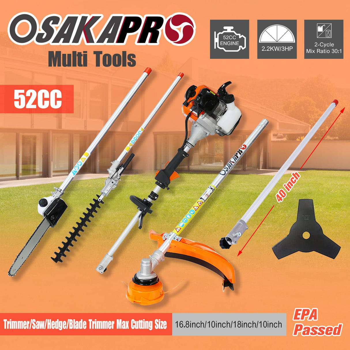 12 in 1 Multi-Functional Trimming Tool, 52CC 2-Cycle