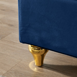 Modern Velvet Chaise Lounge Chair with Storage - Navy Blue