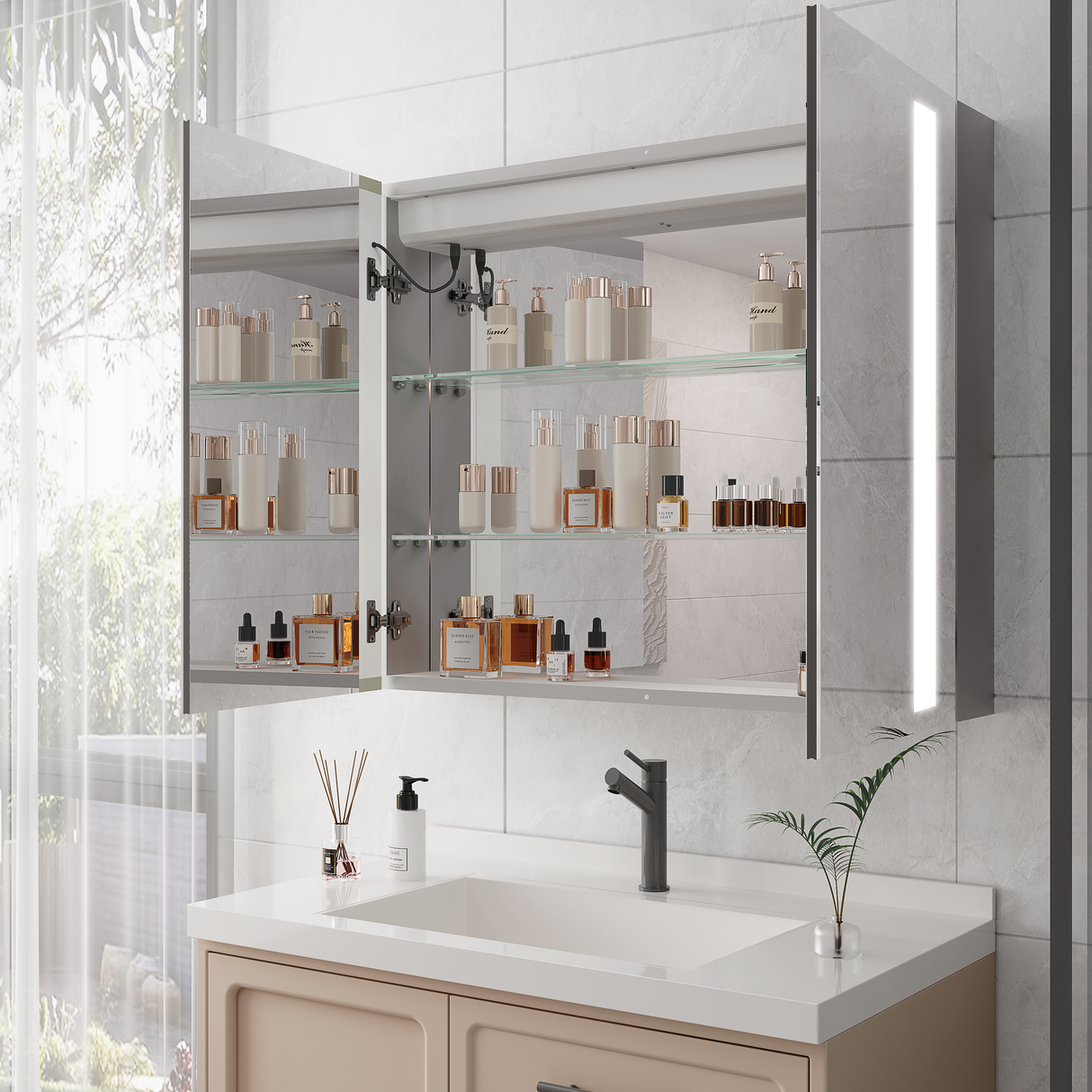 36 x 30 Inch Medicine Cabinet with LED Vanity Mirror
