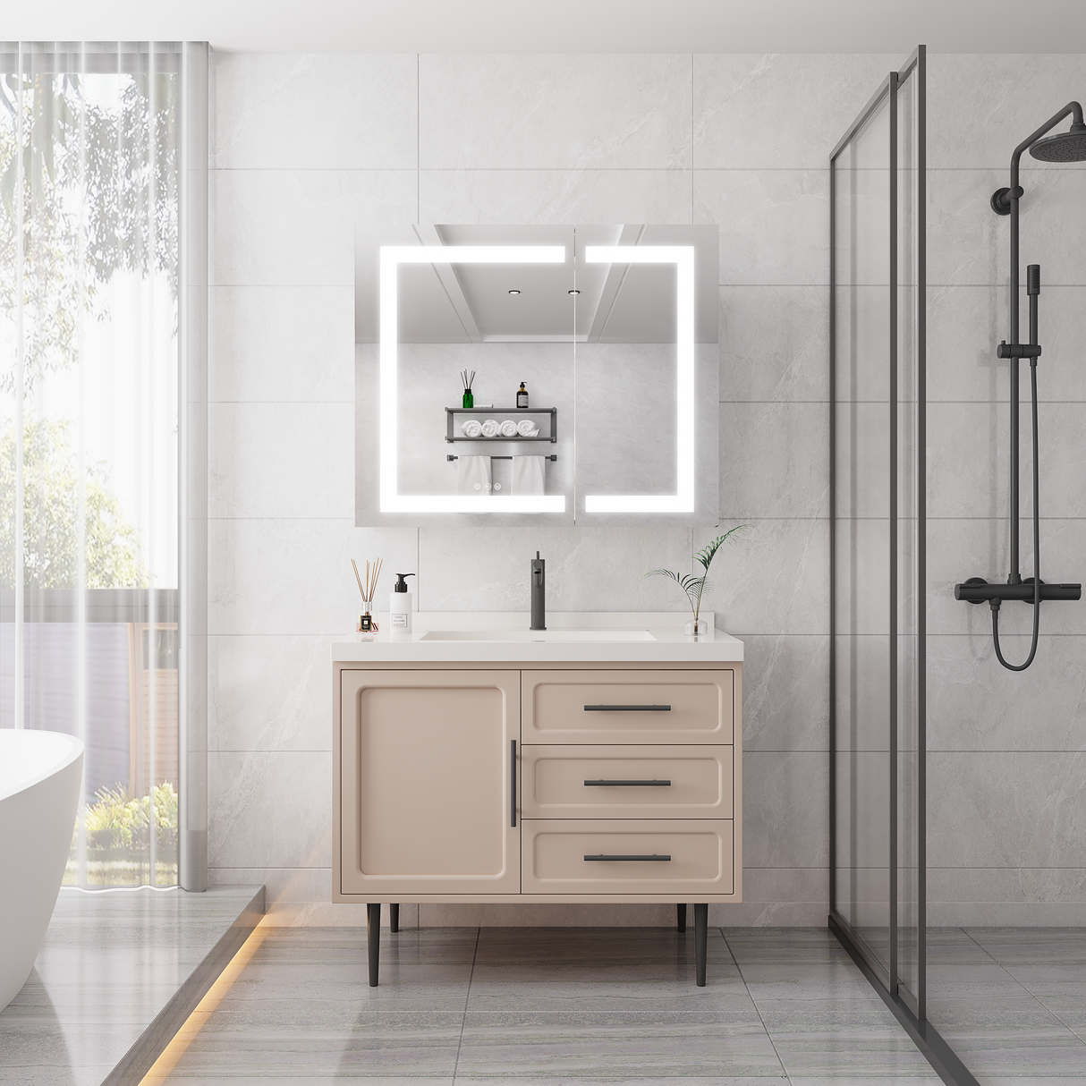 36x30 Inch Medicine Cabinet with LED Vanity Mirror