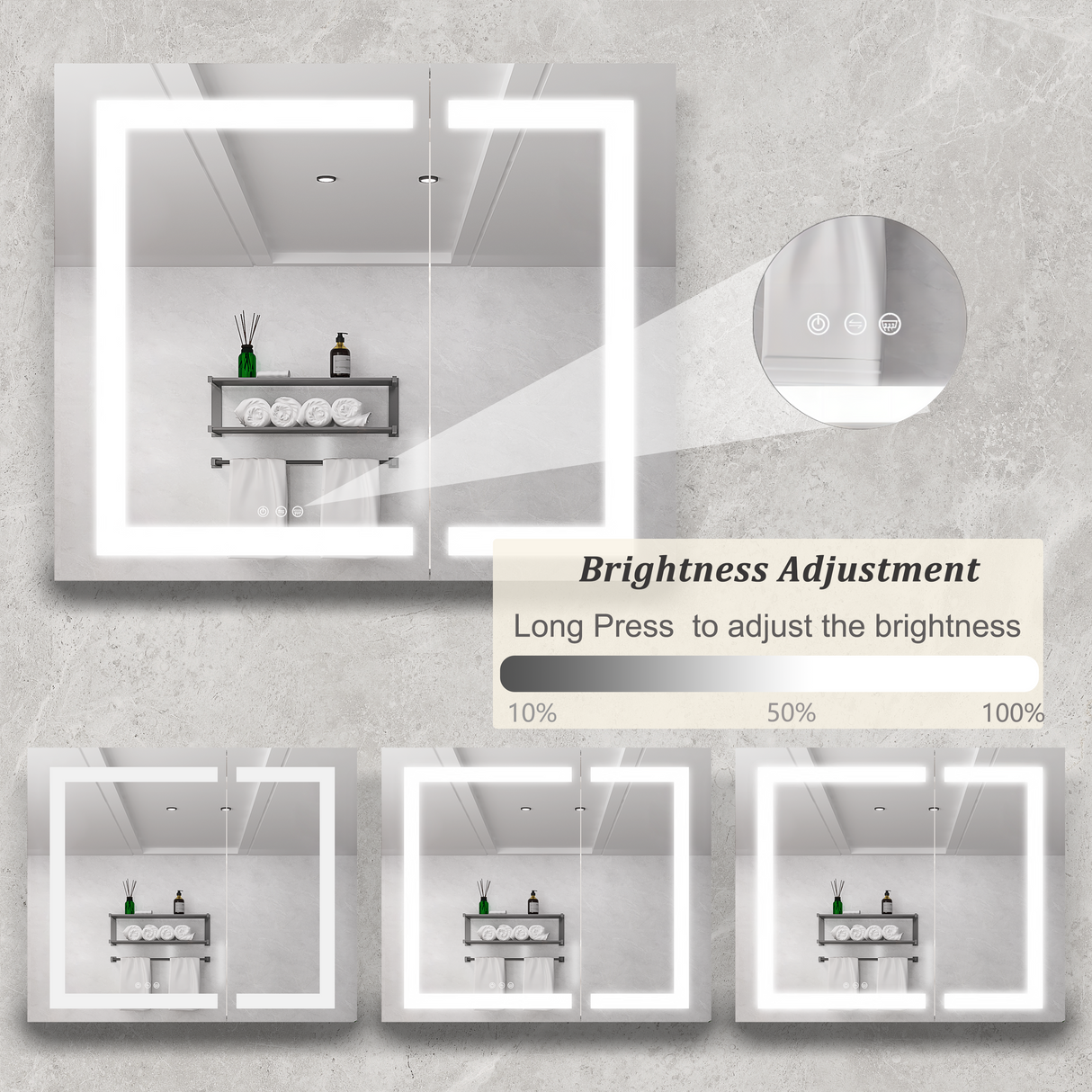 36x30 Inch Medicine Cabinet with LED Vanity Mirror