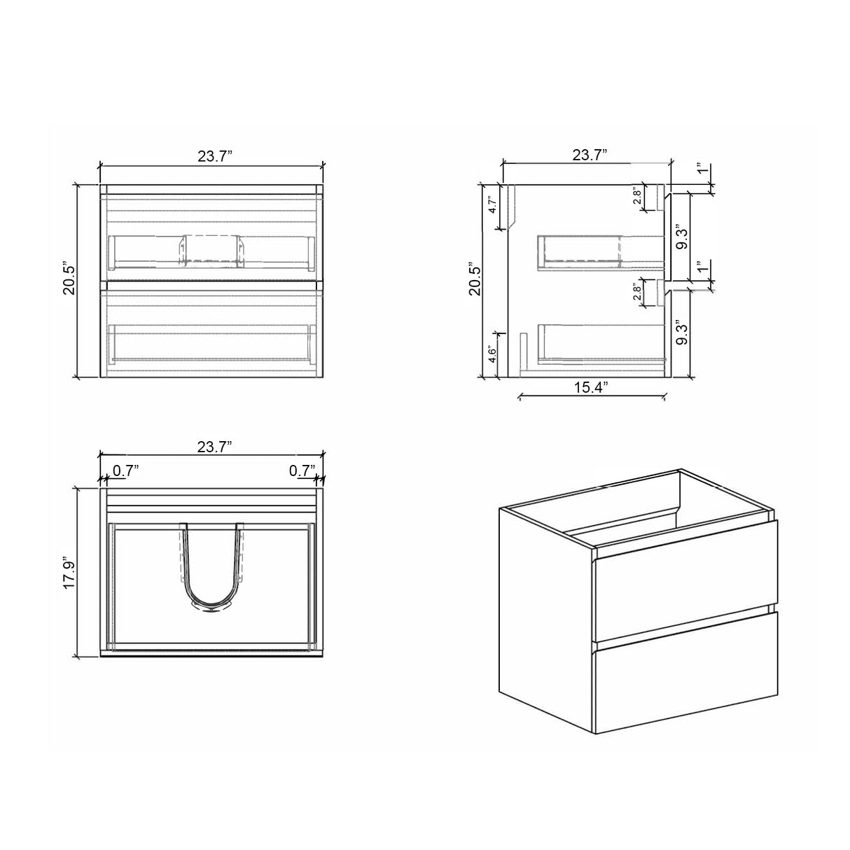 Alice 24W 105 Wall Mount Cabinet Without Basin