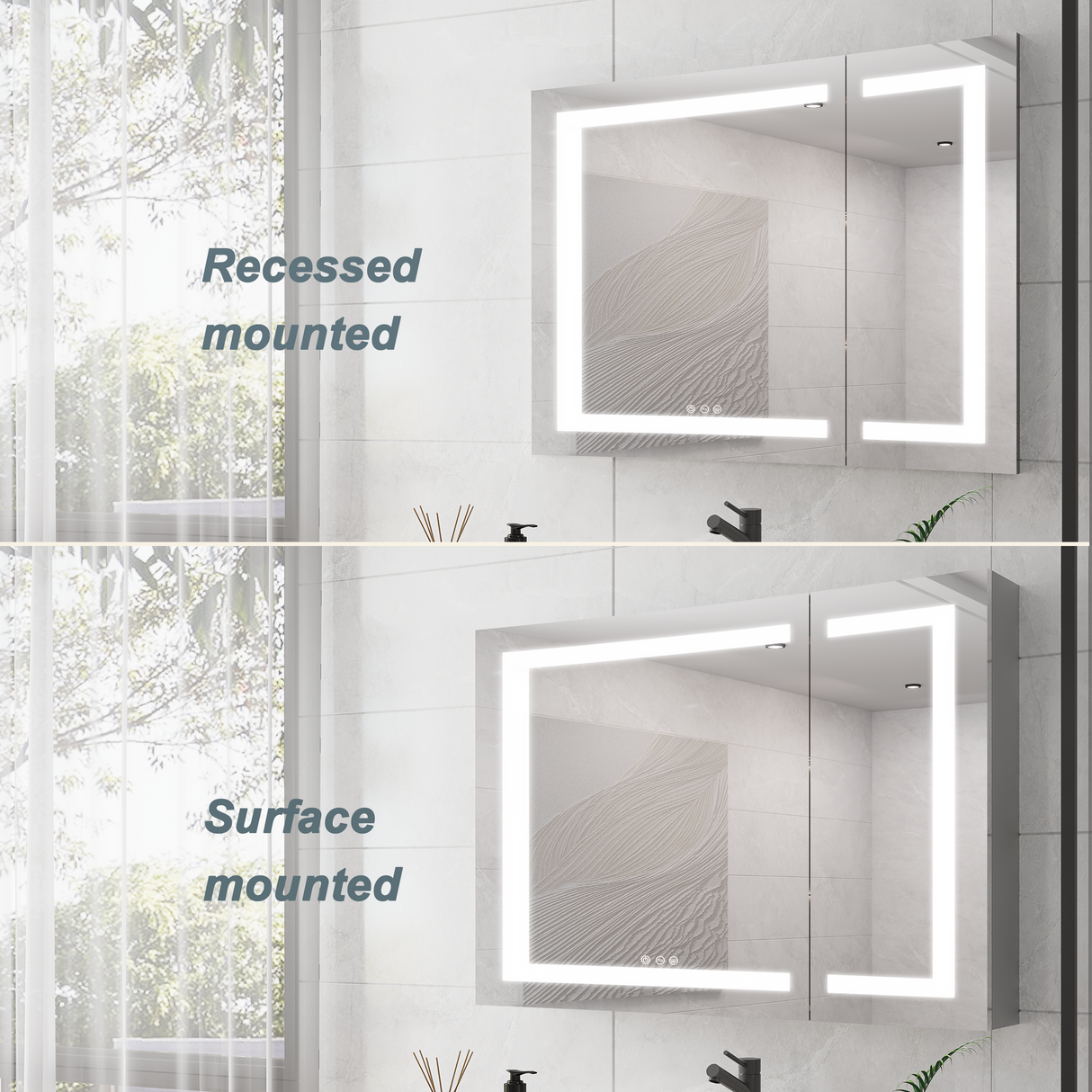36x30 Inch Medicine Cabinet with LED Vanity Mirror
