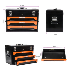20" Portable 3-Drawer Steel Toolbox