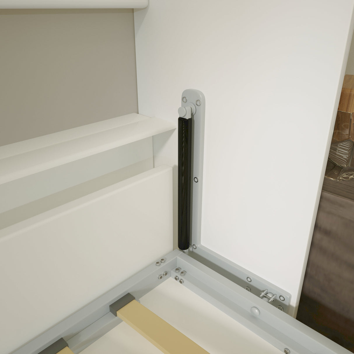 Modern Design Twin Size Horizontal Murphy Bed with Shelf Storage