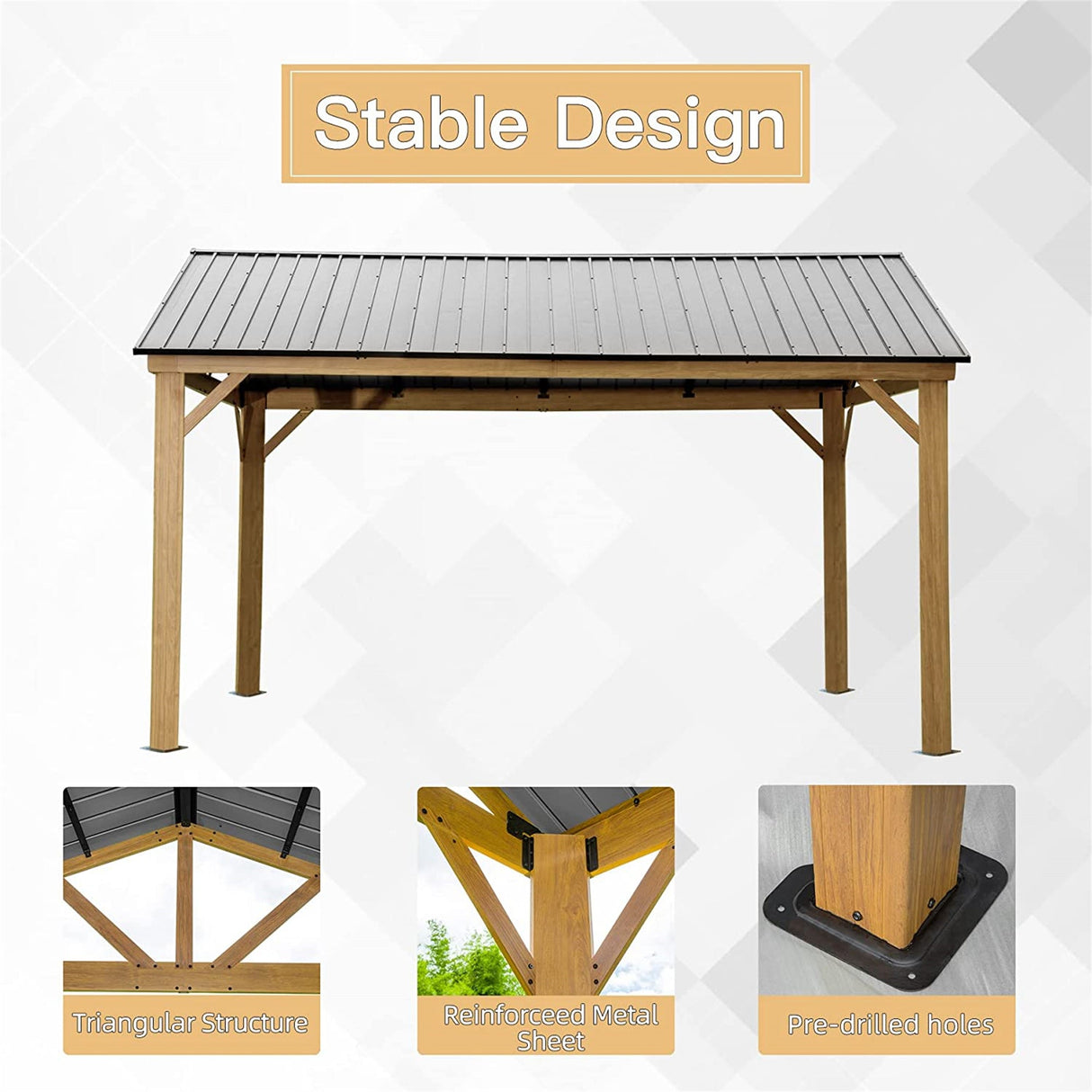 12'x14' Hardtop Gazebo Outdoor Aluminum Gazebo