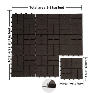Patio Interlocking Deck Tiles - 12"x12" Composite Flooring