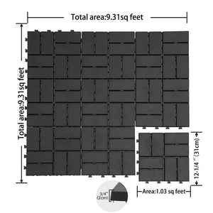 Patio Interlocking Deck Tiles, 12"x12" Square Composite Decking Tiles
