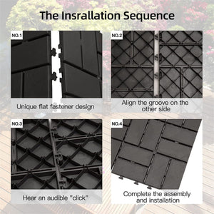 Patio Interlocking Deck Tiles, 12"x12" Square Composite Decking Tiles