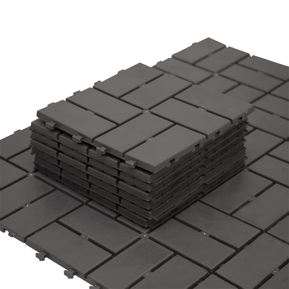 Patio Interlocking Deck Tiles, 12"x12" Square Composite Decking Tiles
