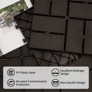 Patio Interlocking Deck Tiles - Brown (Pack of 9)