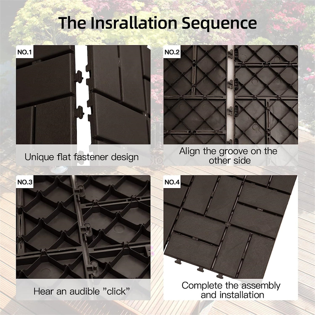 Patio Interlocking Deck Tiles - 12"x12" Composite Flooring