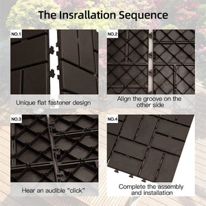 Patio Interlocking Deck Tiles - 12"x12" Composite Flooring