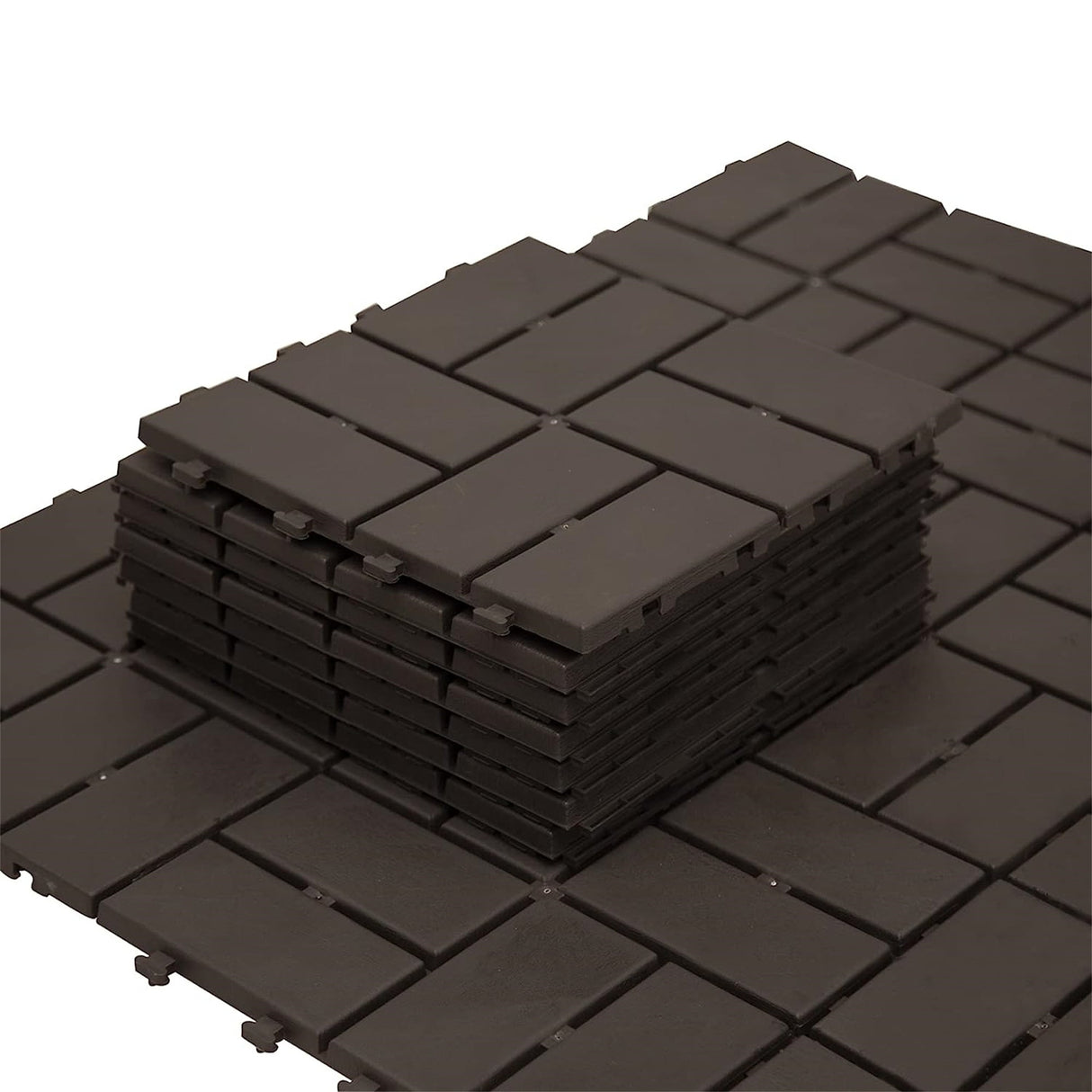 Patio Interlocking Deck Tiles - Brown (Pack of 9)