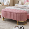 Elegant Upholstered Velvet Storage Ottoman with Ample Storage - Beige or Pink