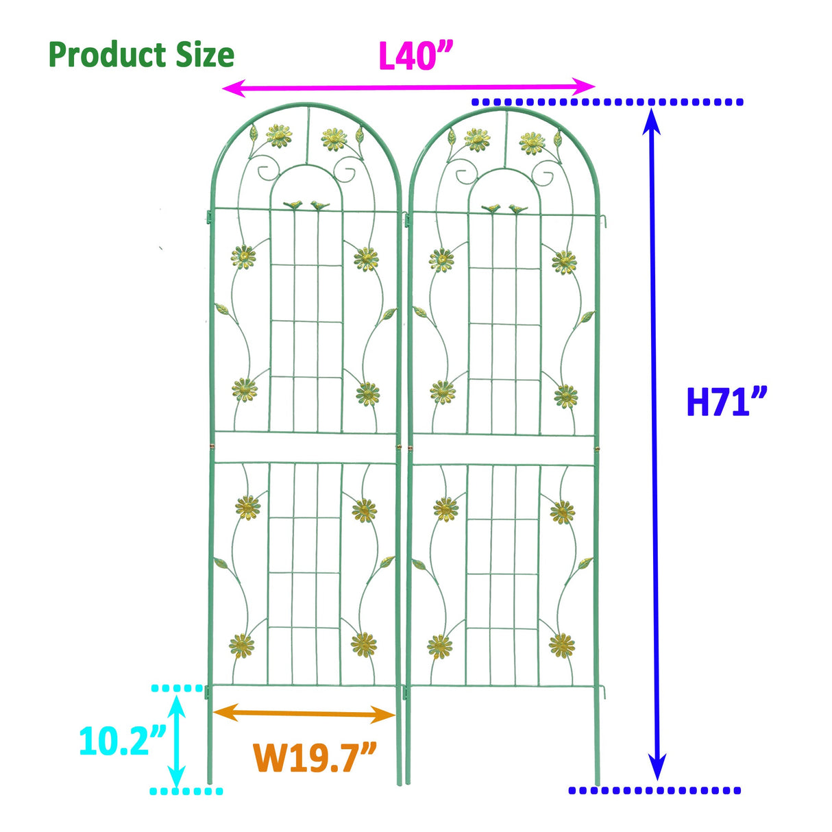 2 Pack Metal Garden Trellis 71" x 19.7"