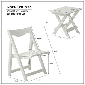 HIPS Foldable Small Table and Chair Set with 2 Chairs and Rectangular Table