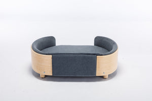 Scandinavian Style Elevated Dog Bed with Velvet Cushion
