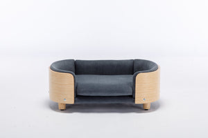 Scandinavian Style Elevated Dog Bed with Velvet Cushion