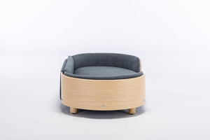 Scandinavian Style Elevated Dog Bed with Velvet Cushion