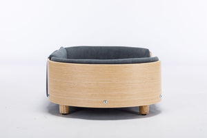 Scandinavian Style Elevated Dog Bed with Velvet Cushion