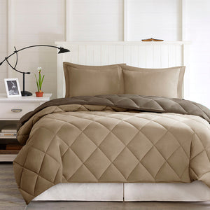 Full/Queen 3M Scotchgard Diamond Quilting Reversible Down Alternative Comforter Set