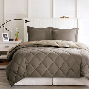 Full/Queen 3M Scotchgard Diamond Quilting Reversible Down Alternative Comforter Set