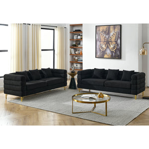 3-Seater + 3-Seater Combination Sofa - Black Teddy