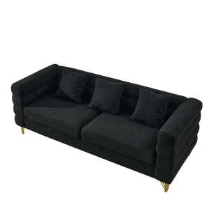 3-Seater + 3-Seater Combination Sofa - Black Teddy