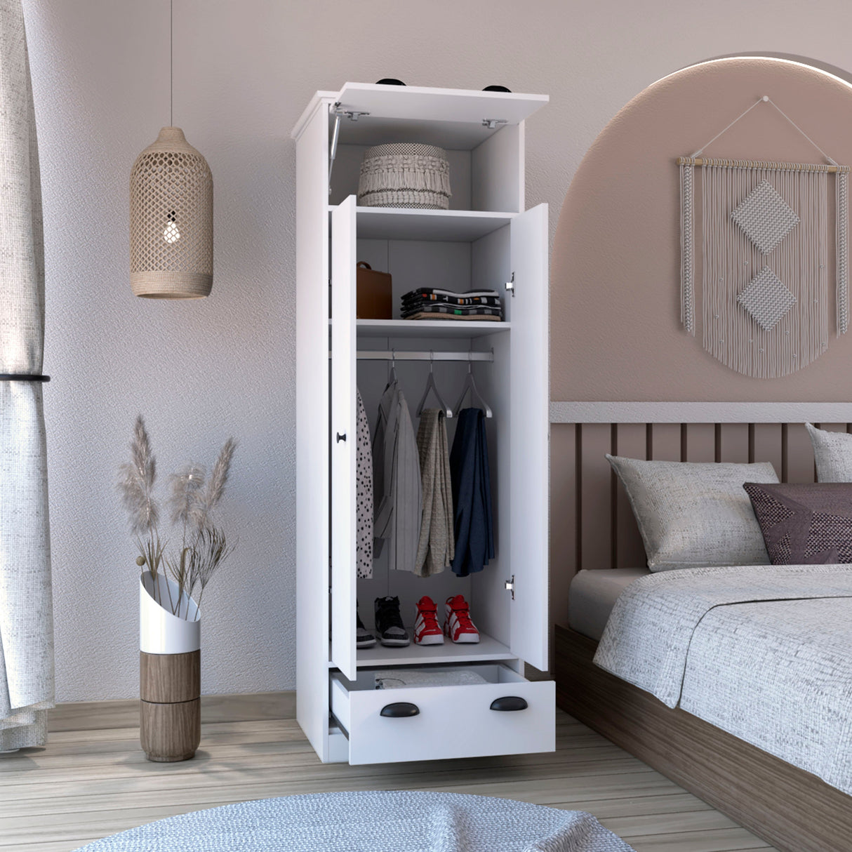 Dresser-Closet with Upper Storage Covered with 1 Door