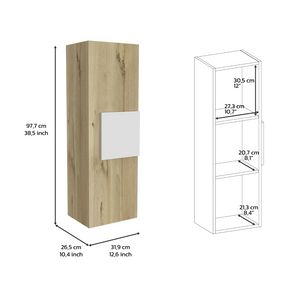 Medicine 38"H Single Door Cabinet, Three Shelves, Light