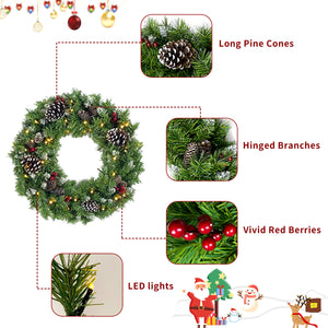 Pre-lit Xmas Tree Artificial Christmas 4-Piece Set
