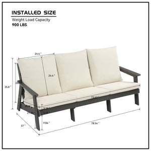 HIPS 3 Seater Outdoor Garden Sofa with Cushion