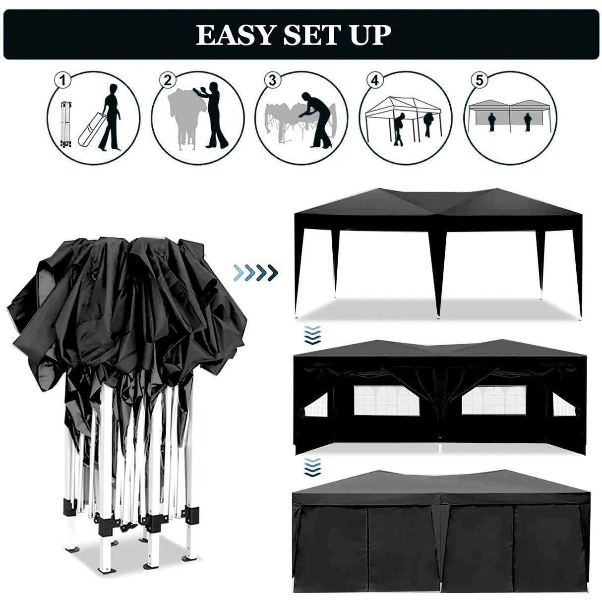 10'x20' EZ Pop Up Canopy Tent with Removable Sidewalls
