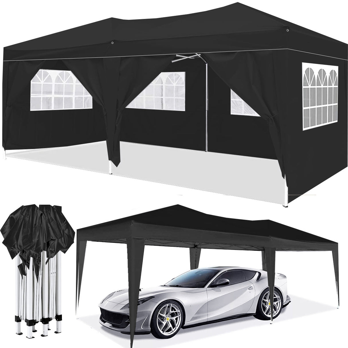 10'x20' EZ Pop Up Canopy Tent with Removable Sidewalls