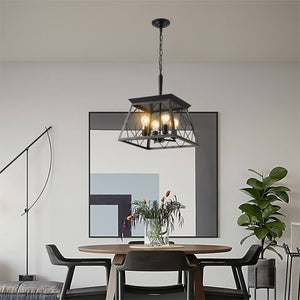 16" Black Gold Industrial Pendant Chandelier