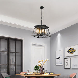 16" Black Gold Industrial Pendant Chandelier