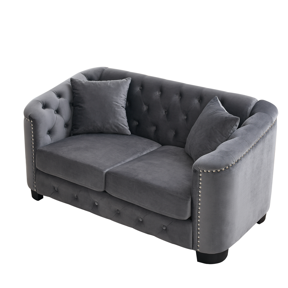 59-Inch Modern Chesterfield Velvet Sofa
