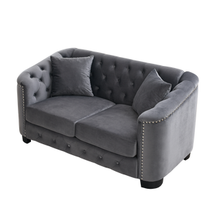 59-Inch Modern Chesterfield Velvet Sofa