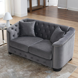 59-Inch Modern Chesterfield Velvet Sofa