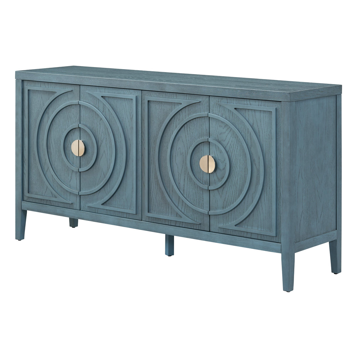 Circular Groove Design Retro Sideboard