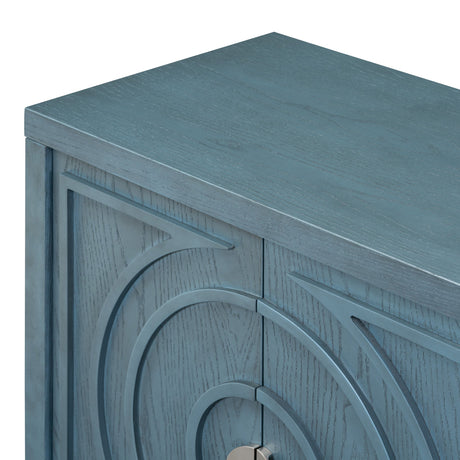 Circular Groove Design Retro Sideboard