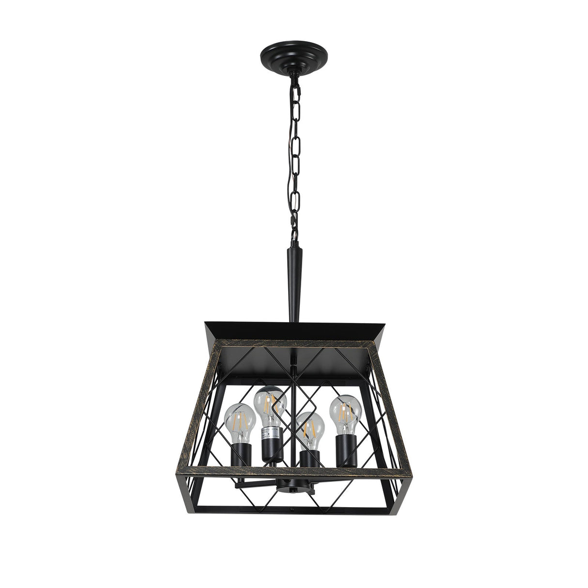 16" Black Gold Industrial Pendant Chandelier