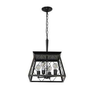 16" Black Gold Industrial Pendant Chandelier