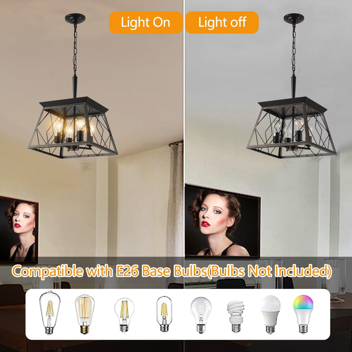 16" Black Gold Industrial Pendant Chandelier