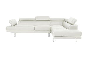 White Color Sectional Living Room Furniture Faux Leather