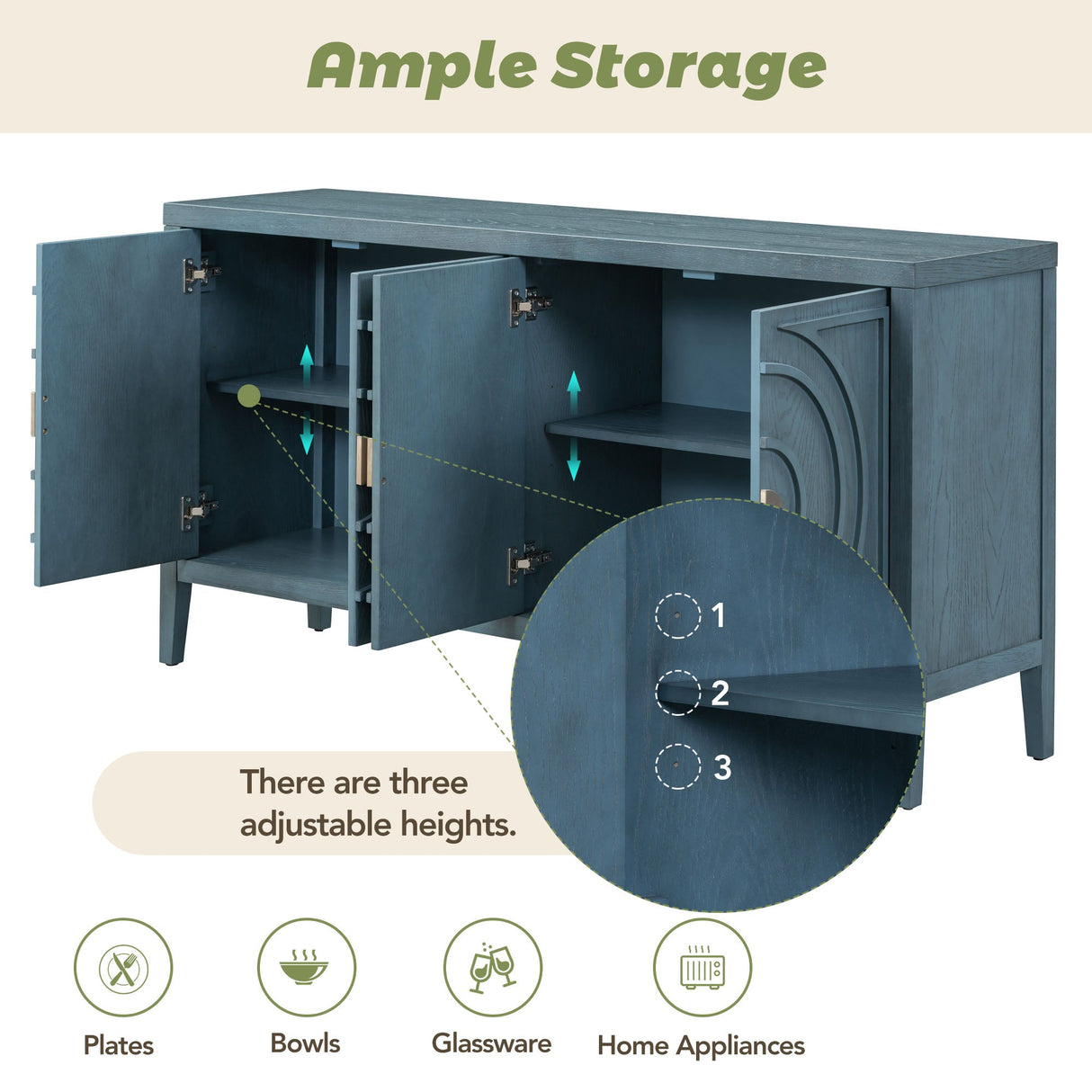 Circular Groove Design Retro Sideboard